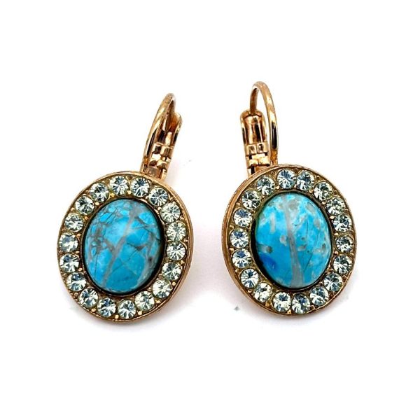 Earrings By Mariana Woman Stylish Turquoise Mineral and Chrysolite Swarovski Crystals