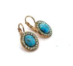 Earrings By Mariana Woman Stylish Turquoise Mineral and Chrysolite Swarovski Crystals - Image 3