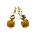 Earrings By Mariana Woman Classy Jasper Mineral and Topaz Swarovski Crystals - YG - Image 2