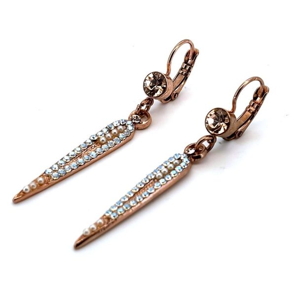Earrings By Mariana Woman Fashionable Pearl and Golden Swarovski Crystals