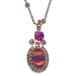 Necklace Pendant by Mariana Woman Glamorous Raspberry and Fuchsia Swarovski Crystals
