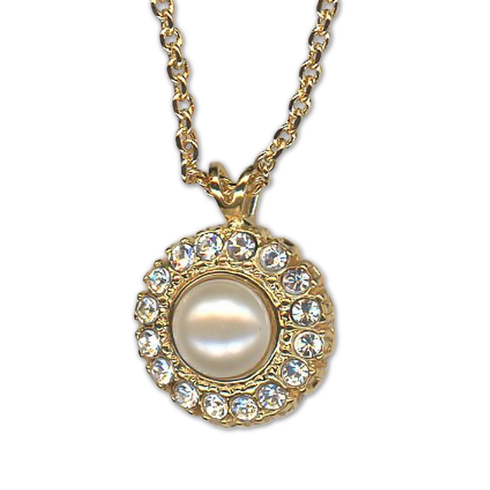 N-5014-3-2340-YG (1) Necklace Pendant by Mariana Woman Floral Pearl and Clear Swarovski Crystals - Image 1
