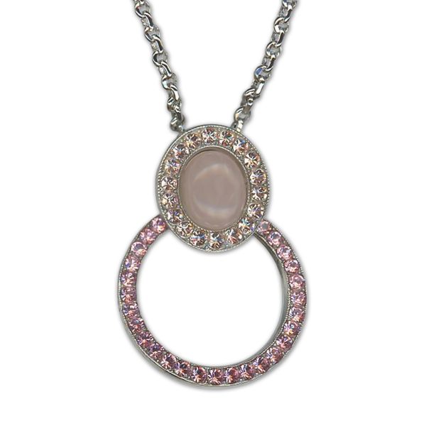 Necklace Pendant by Mariana Woman Beautiful Rose Quartz Mineral and Rose Swarovski Crystals