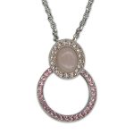 Necklace Pendant by Mariana Woman Beautiful Rose Quartz Mineral and Rose Swarovski Crystals - Image 3