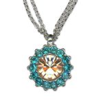 Necklace Pendant by Mariana Woman Floral Blue Zircon and Peach Swarovski Crystals