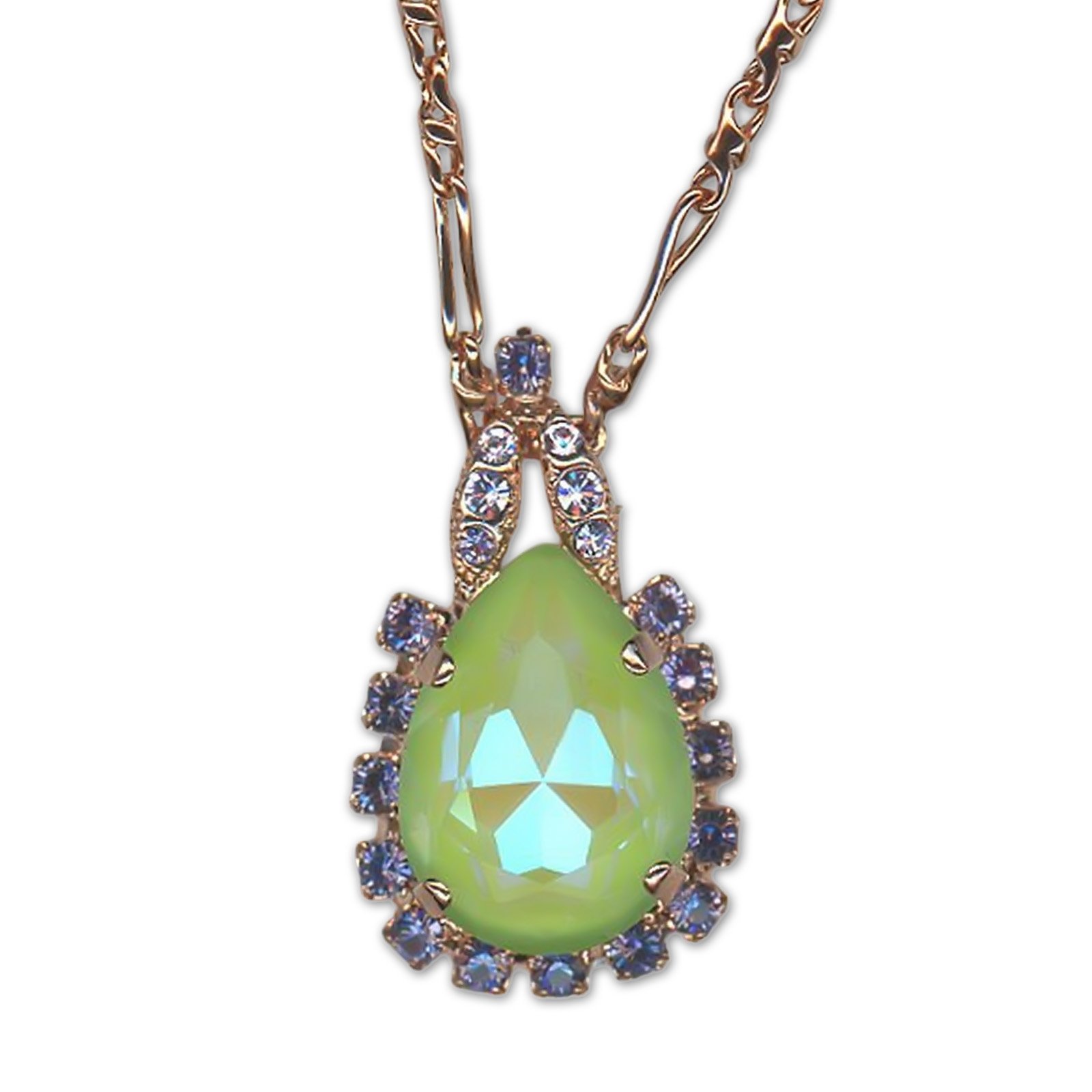 N-5098-2-371147-RG (1) Necklace Pendant by Mariana Woman Ethereal Peridot and Violet Swarovski Crystals - Image 1