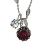 Necklace Pendant by Mariana Woman Lovely Fuchsia and Clear Swarovski Crystals - Image 3
