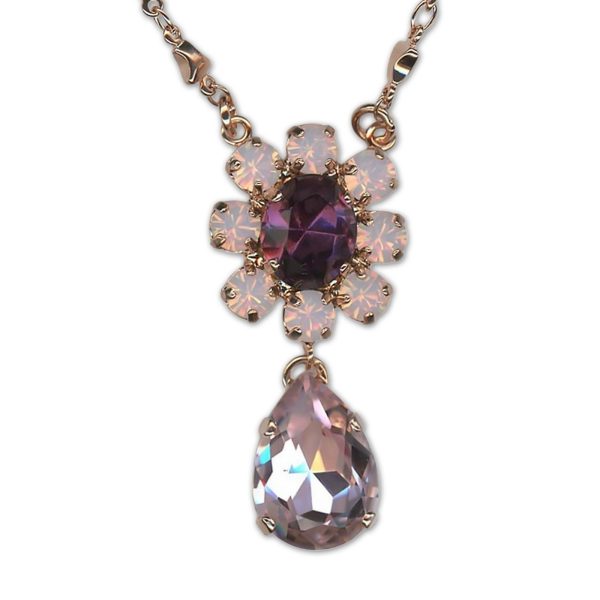 Necklace Pendant by Mariana Woman Elegant Amethyst and Rose Swarovski Crystals