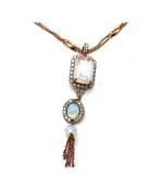 Necklace Pendant By Mariana Elegant White Opal and Chalk White Swarovski Crystals