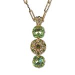Necklace Pendant by Mariana Woman Triple Tier Peridot and Clear Swarovski Crystals - Image 2