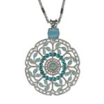 Necklace Pendant by Mariana Woman Gorgeous Blue Zircon and Opal Swarovski Crystals - Image 2
