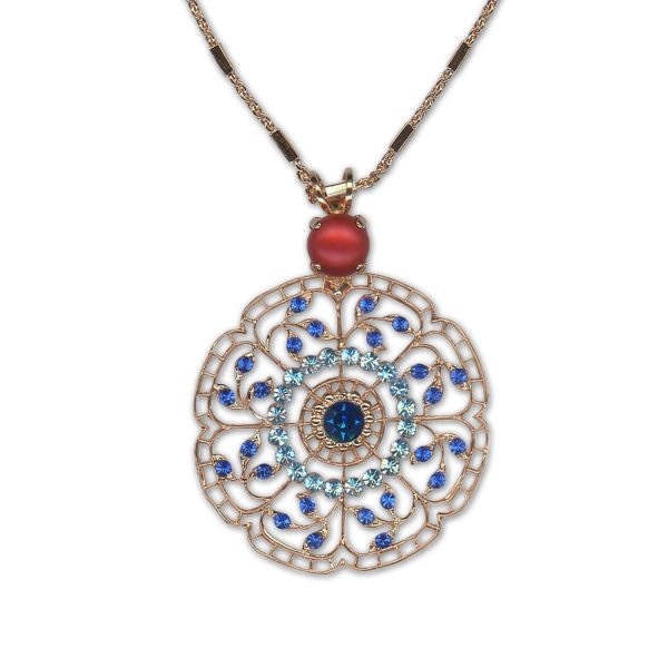 Necklace Pendant by Mariana Woman Sophisticated Sapphire and Aquamarine Swarovski Crystals