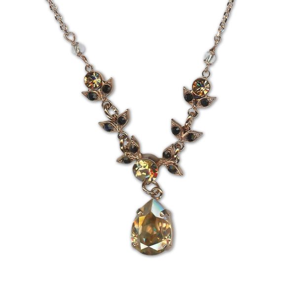 Necklace Pendant by Mariana Woman Glamorous Jet and Golden Swarovski Crystals