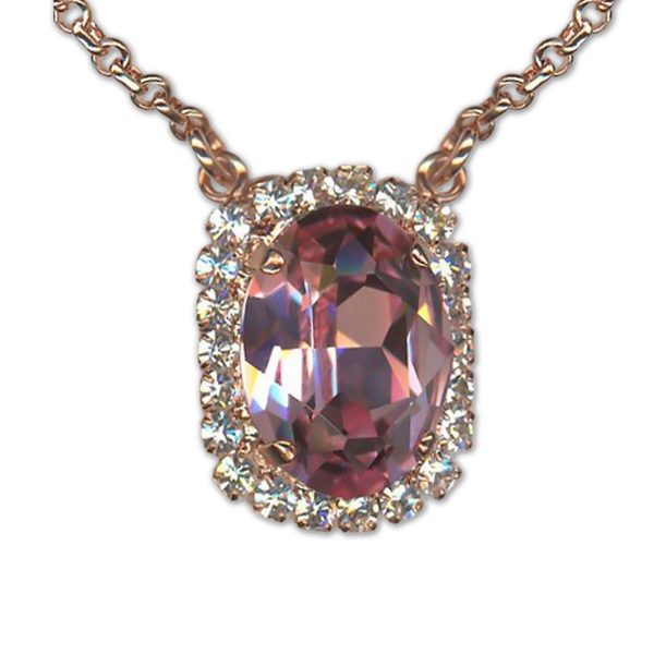 Necklace Pendant by Mariana Woman Glamorous Rose and Clear Swarovski Crystals
