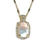 Necklace Pendant by Mariana Woman Timeless White Shell Mineral and Clear Swarovski Crystals
