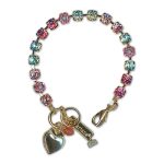 Bracelet by Mariana Woman Beautiful Rose and Turquoise Swarovski Crystals