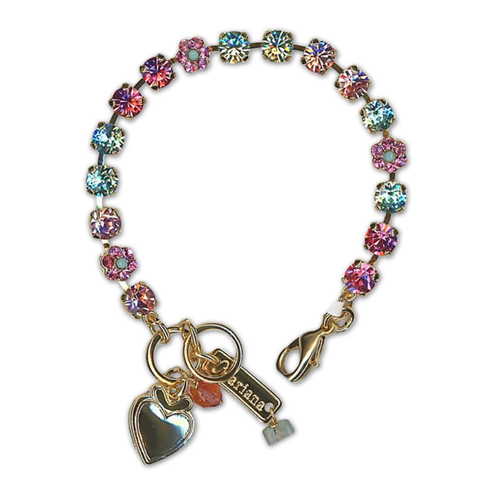 B-4008-10-5003-RG (1) Bracelet by Mariana Woman Beautiful Rose and Turquoise Swarovski Crystals - Image 1