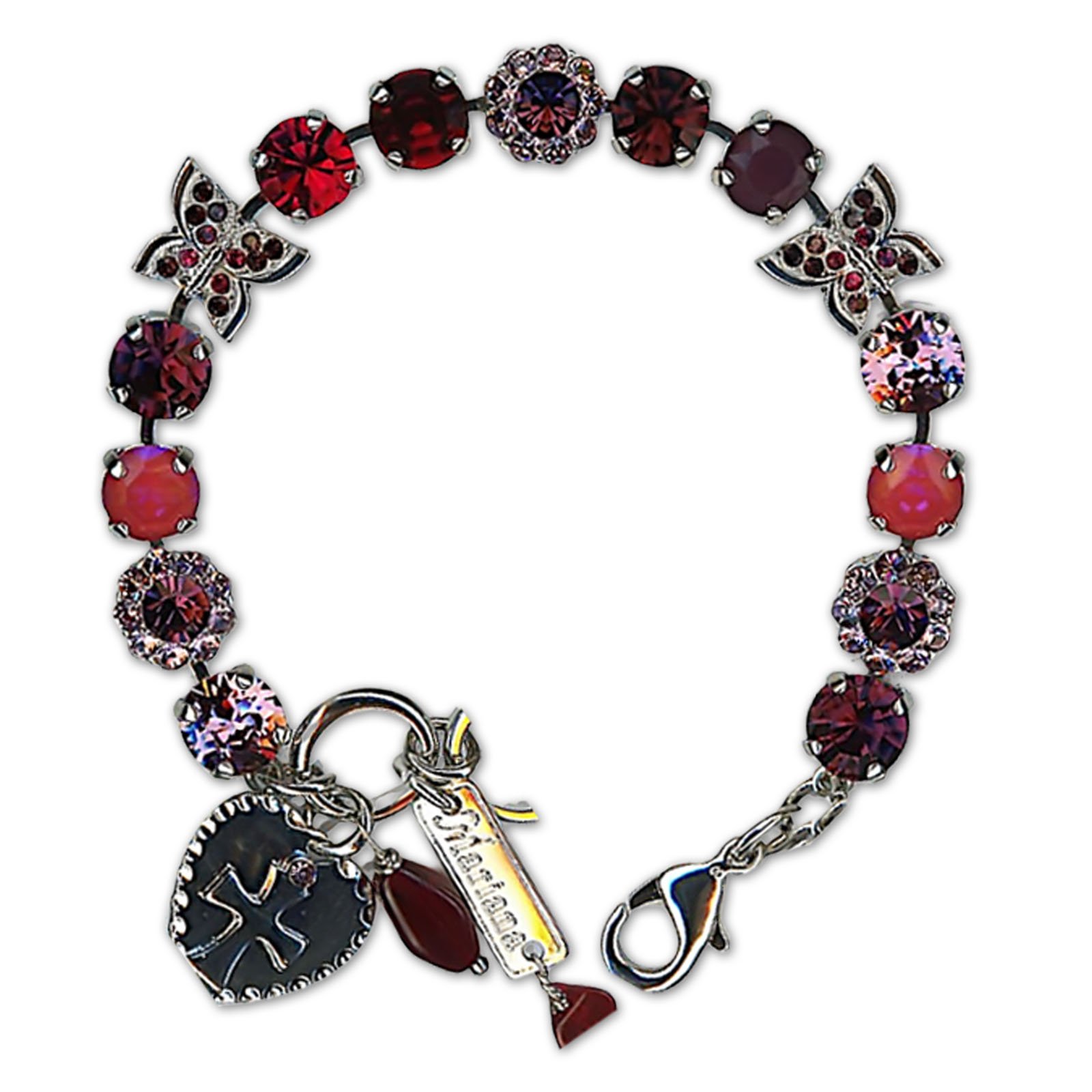 B-4063-1-6010-RO (1) Bracelet by Mariana Woman Stunning Burgundy and Siam Swarovski Crystals - Image 1