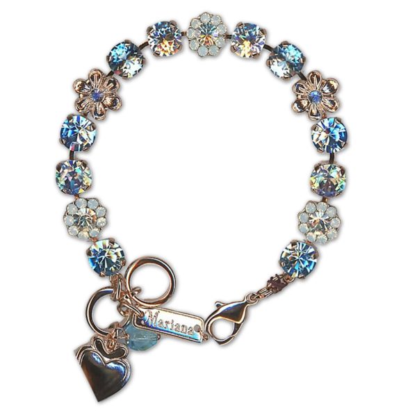 Bracelet by Mariana Woman Beautiful Aquamarine and Moonlight Swarovski Crystals