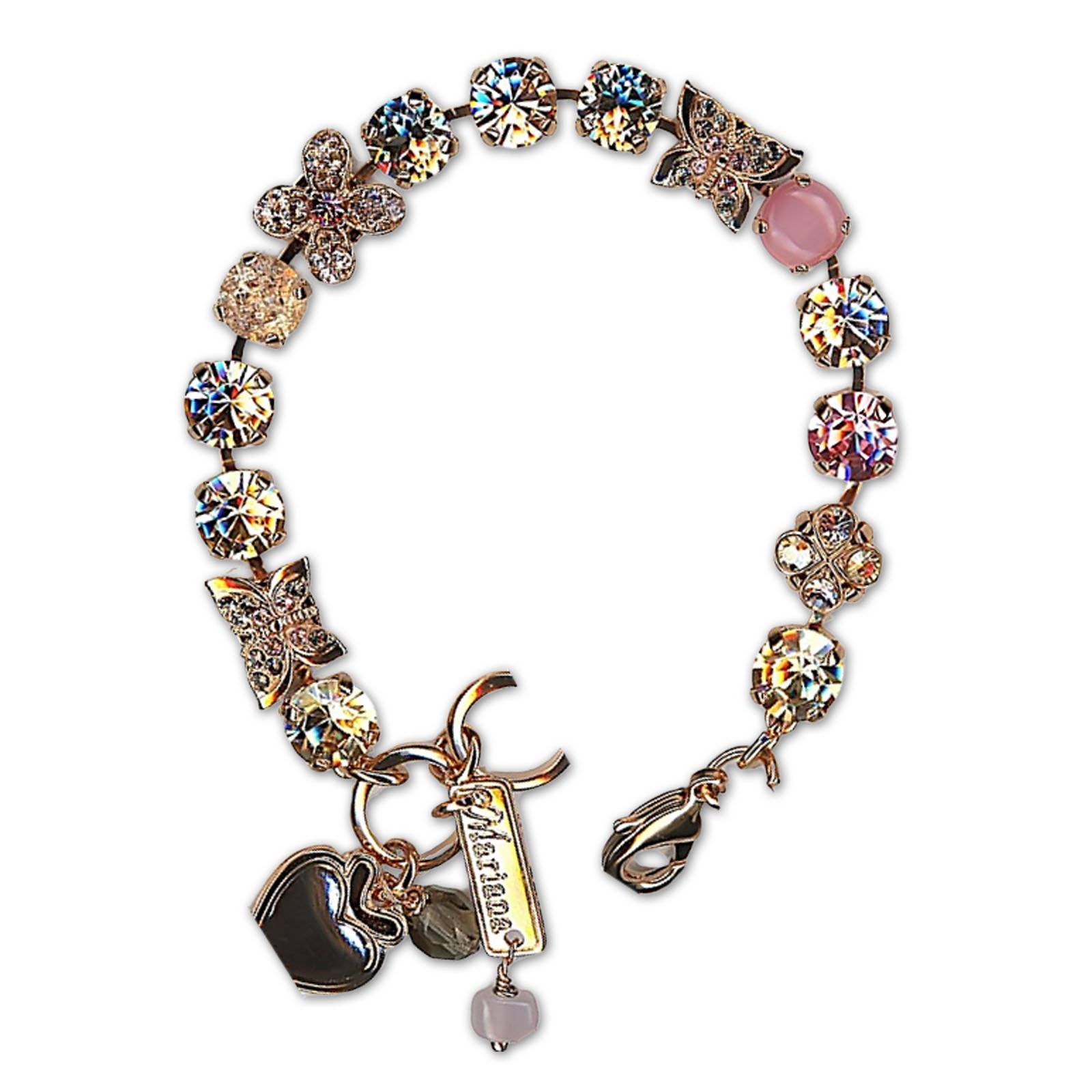 B-4068-5-6011-RG (1) Bracelet by Mariana Woman Lovely Rose and Peach Swarovski Crystals - Image 1
