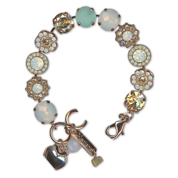 Bracelet by Mariana Woman Elegant Golden and Opal Swarovski Crystals