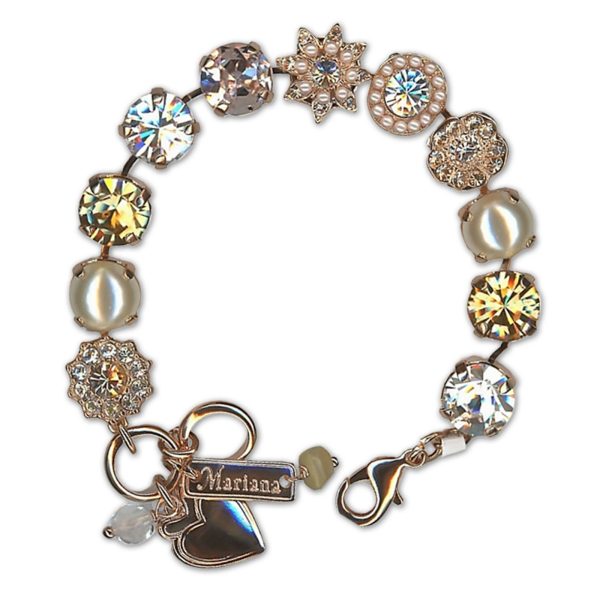 Bracelet by Mariana Woman Sophisticated Pearl and Clear Swarovski Crystals