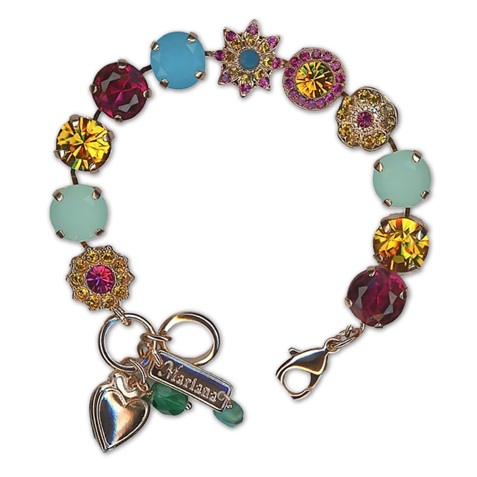 B-4090-2-75070-RG (1) Bracelet by Mariana Woman Glamorous Topaz and Fuchsia Swarovski Crystals - Image 1