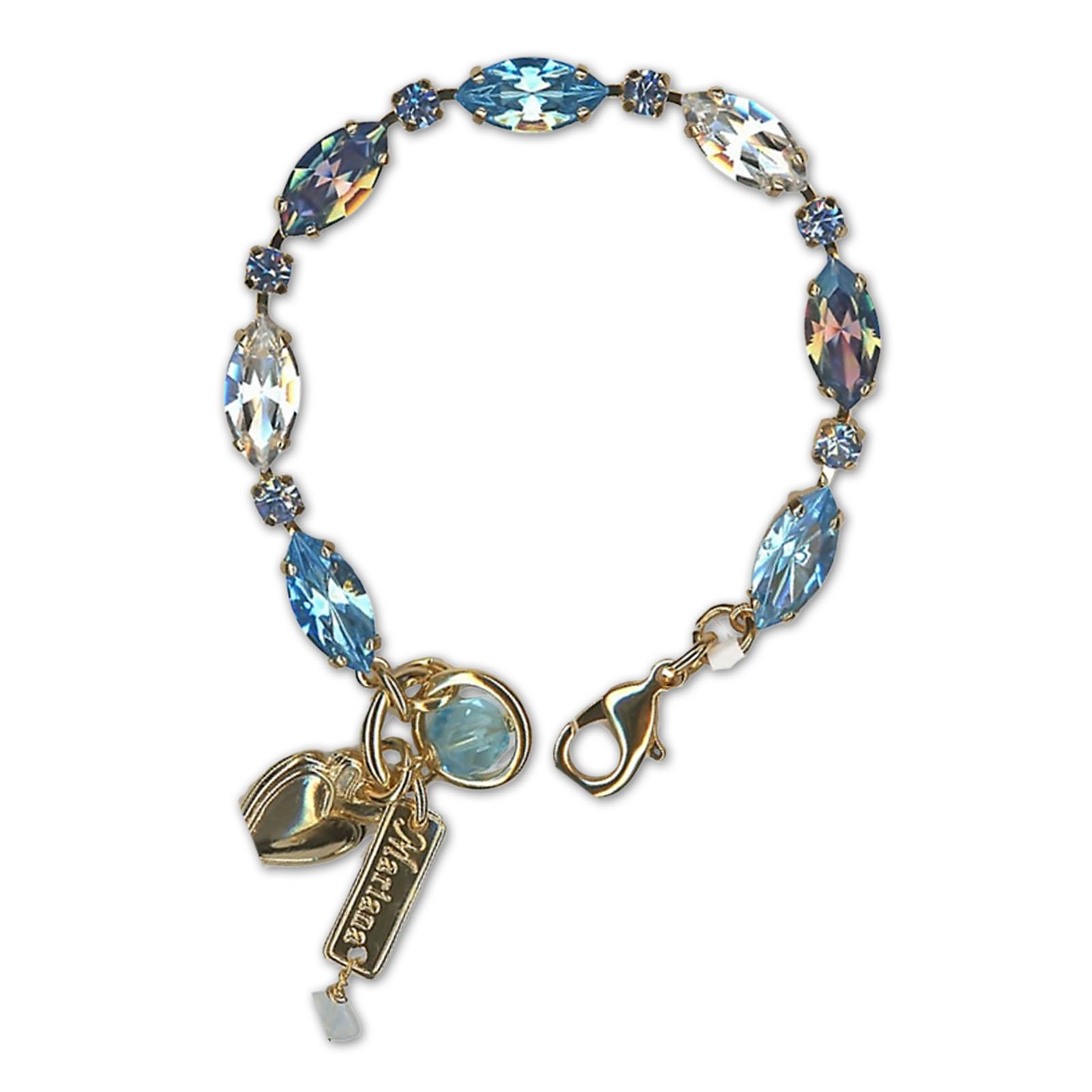 B-4111-1-5002-YG (1) Bracelet by Mariana Woman Chic Aquamarine and Moonlight Swarovski Crystals - Image 1