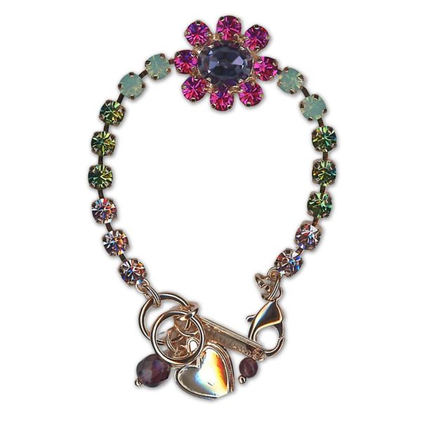 Bracelet by Mariana Woman Stunning Fuchsia and Tanzanite Swarovski Crystals