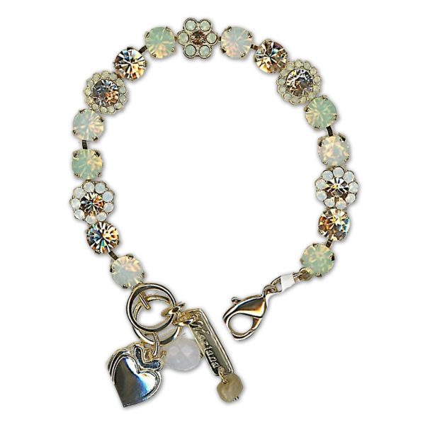 Bracelet by Mariana Woman Floral Chrysolite and Golden Swarovski Crystals