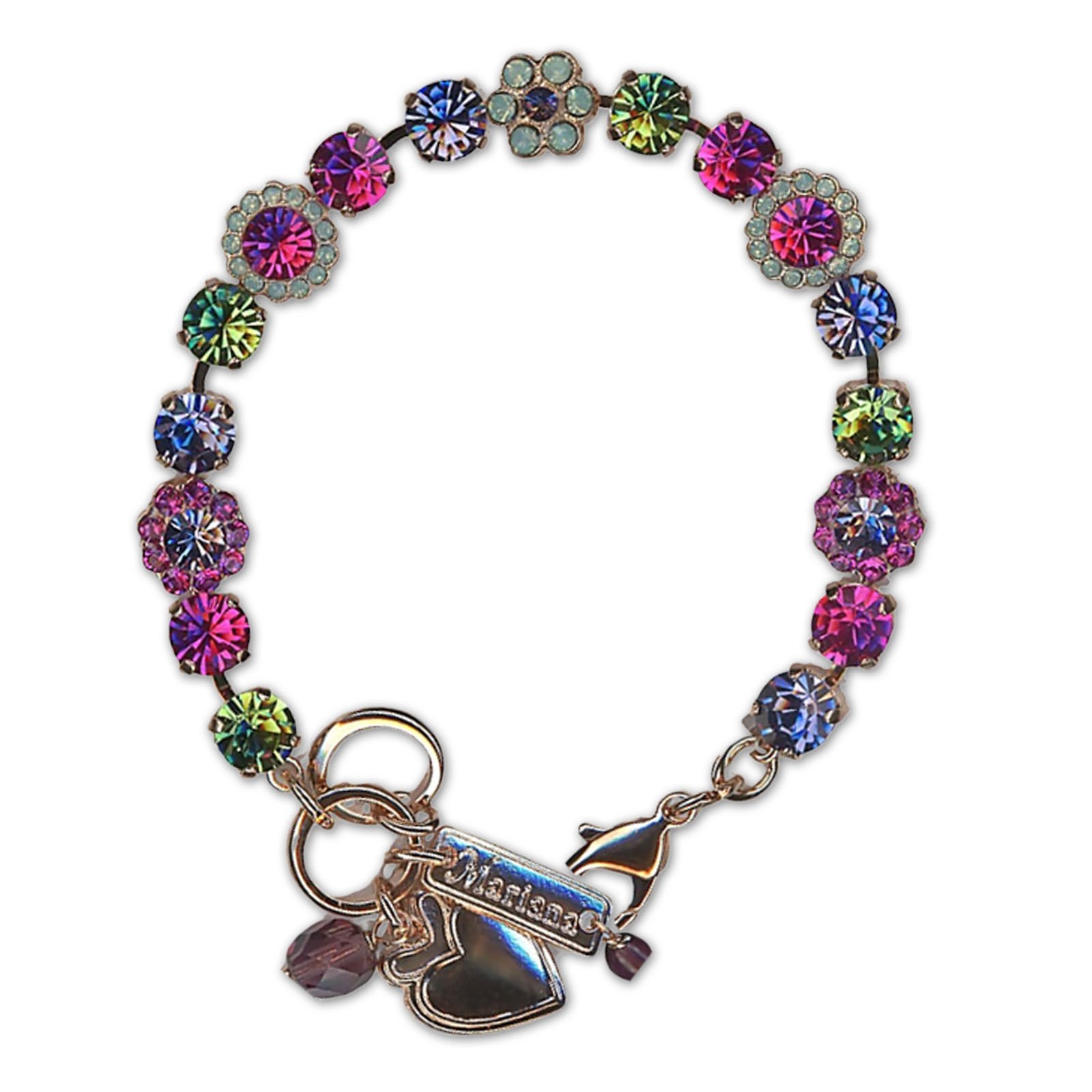 B-4173-3-687-RG (1) Bracelet by Mariana Woman Lovely Fuchsia and Peridot Swarovski Crystals - Image 1