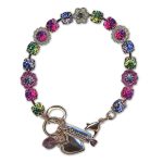 Bracelet by Mariana Woman Lovely Fuchsia and Peridot Swarovski Crystals - Image 2