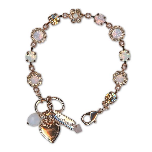 Bracelet by Mariana Woman Floral Rose and Pearl Swarovski Crystals