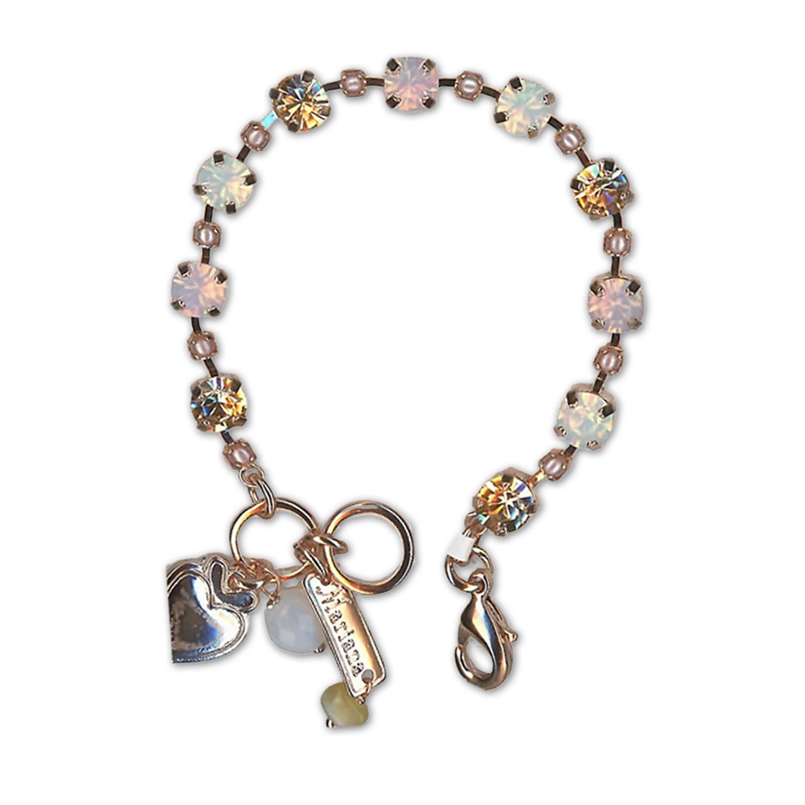 B-4173-6-2333-RG (1) Bracelet by Mariana Woman Sassy Pearl and Opal Swarovski Crystals - Image 1