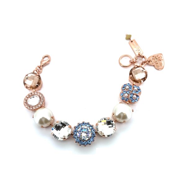 Bracelet by Mariana Woman Exquisite Golden and Pearl Swarovski Crystals