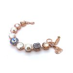 Bracelet by Mariana Woman Exquisite Golden and Pearl Swarovski Crystals - Image 2