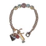 Bracelet by Mariana Woman Charming Rose and Golden Swarovski Crystals - Image 3