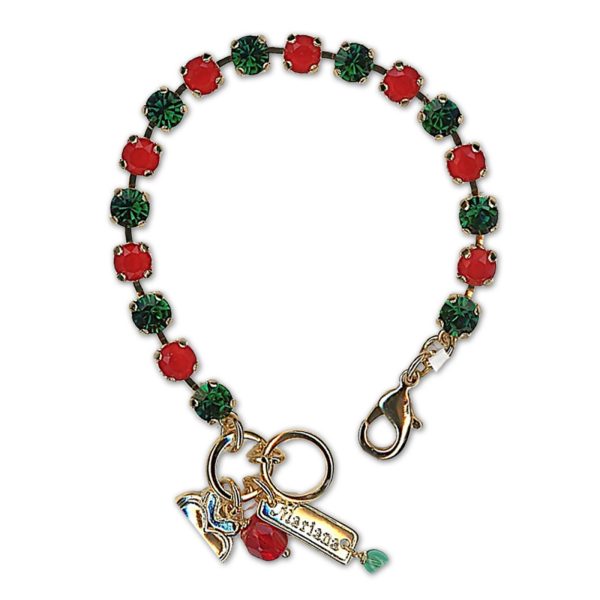 Bracelet by Mariana Woman Ethereal Emerald and Red Swarovski Crystals