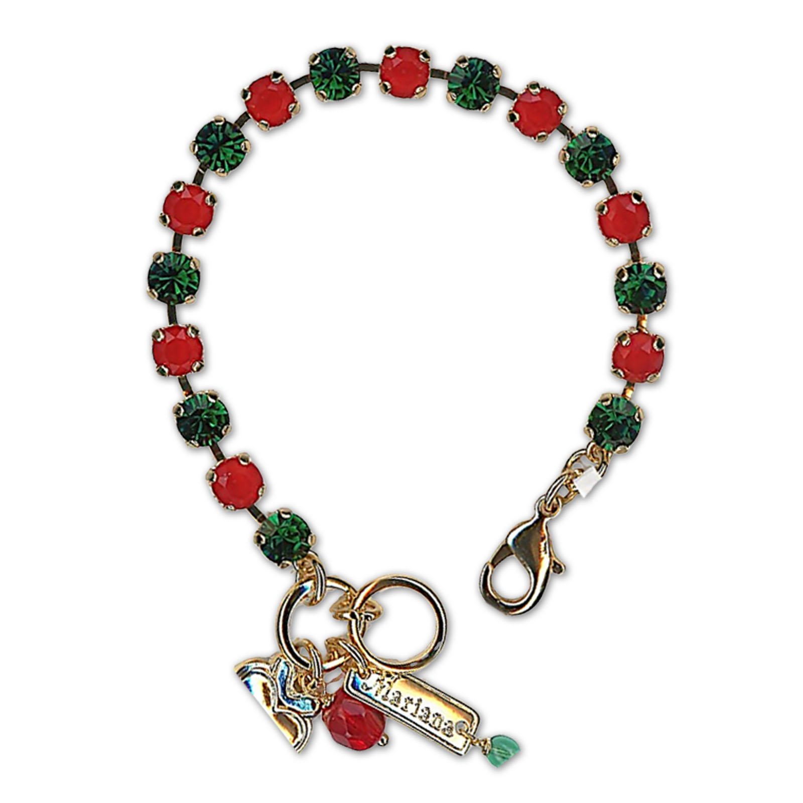 B-4430-205250-YG (1) Bracelet by Mariana Woman Ethereal Emerald and Red Swarovski Crystals - Image 1