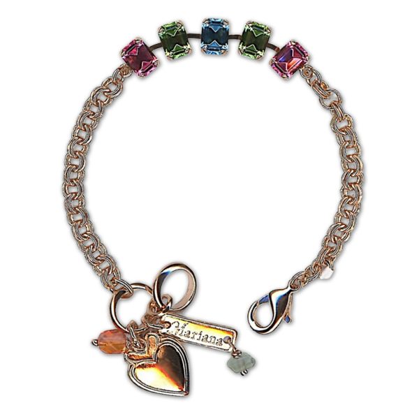 Bracelet by Mariana Woman Lovely Rose and Turquoise Swarovski Crystals