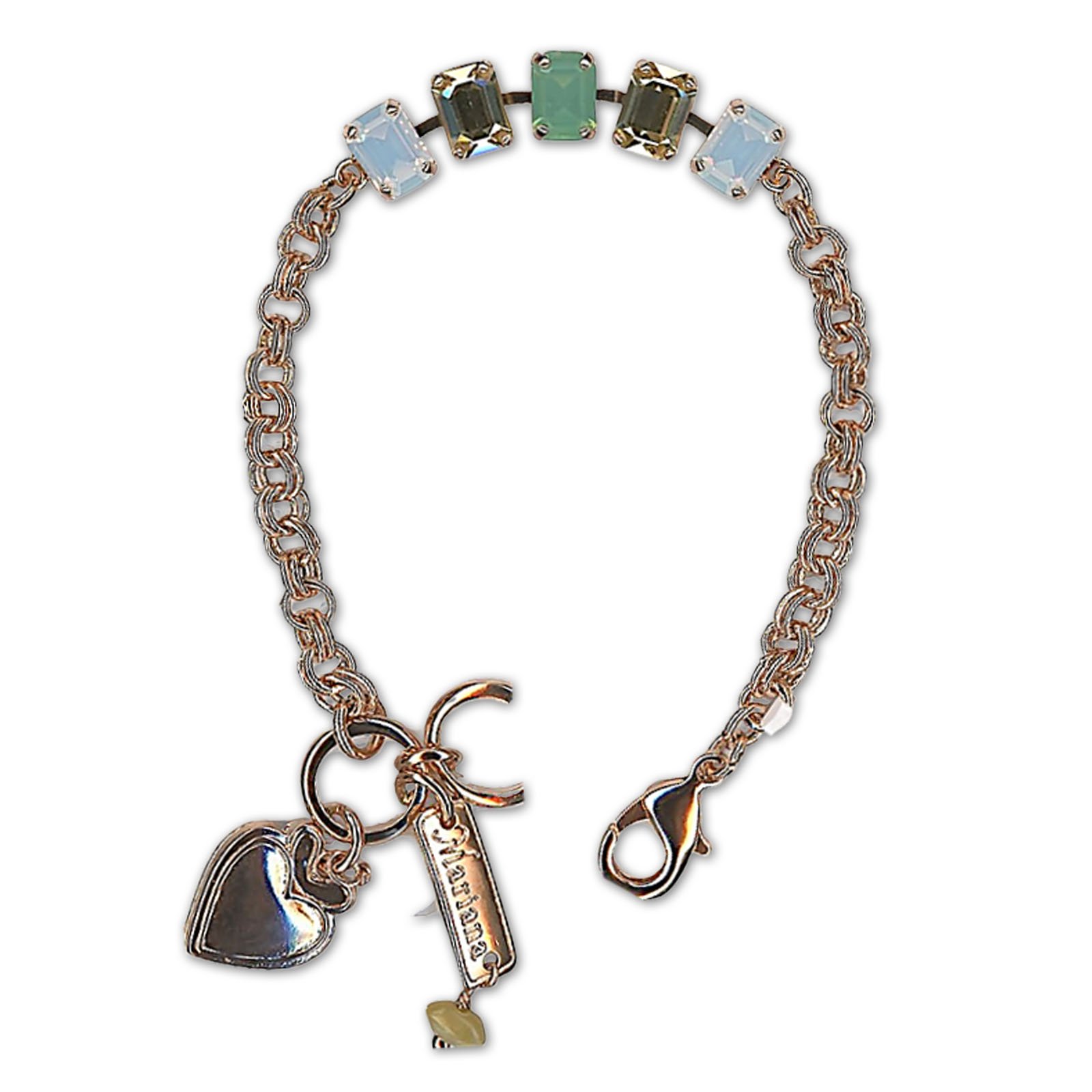 B-4431-2-5017-RG (1) Bracelet by Mariana Woman Elegant Golden and Chrysolite Swarovski Crystals - Image 1