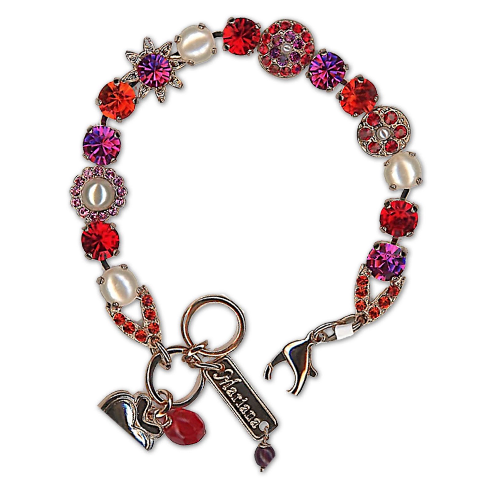 B-4526-1166-RG (1) Bracelet by Mariana Woman Stunning Siam and Fuchsia Swarovski Crystals - Image 1