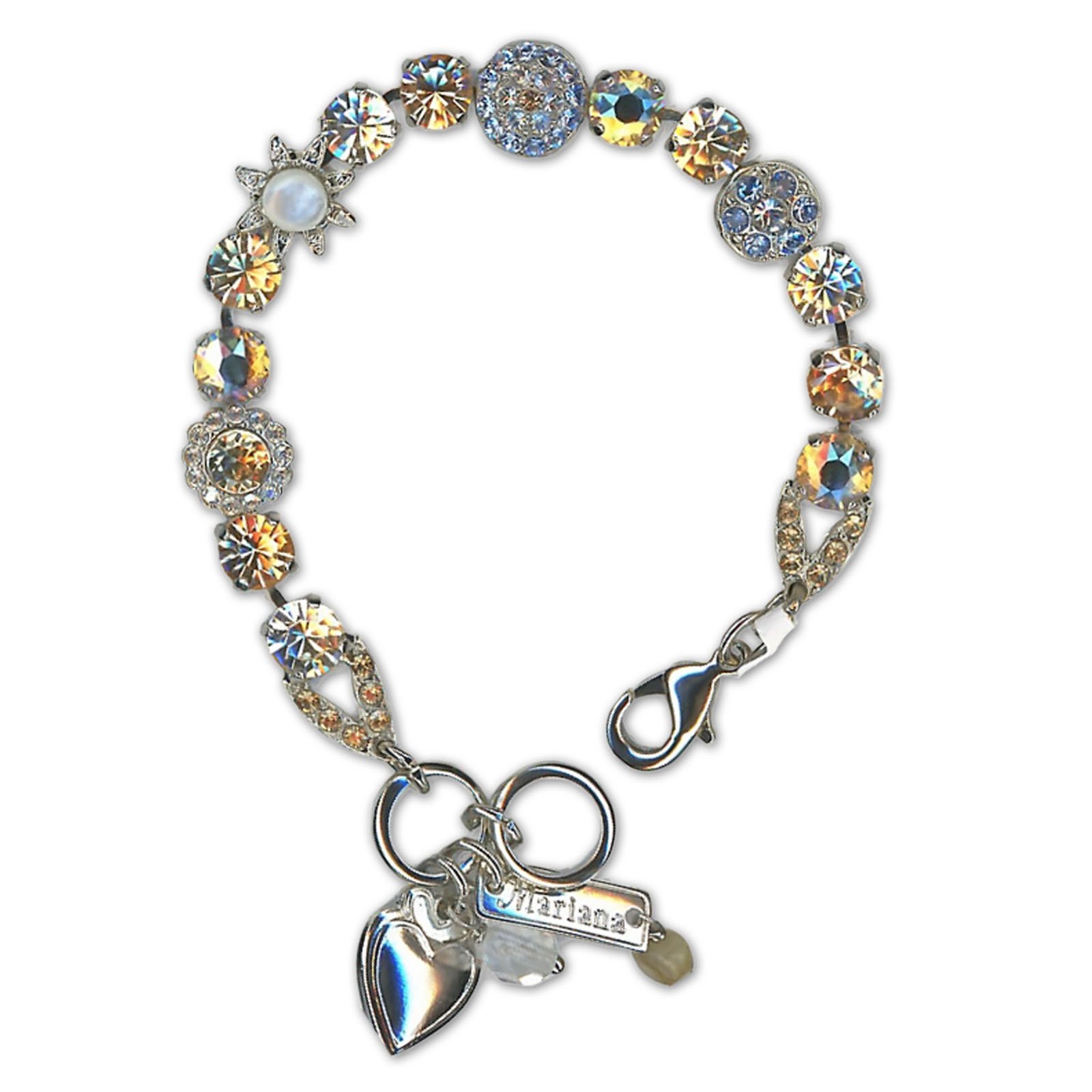 B-4526-5005-RO (1) Bracelet by Mariana Woman Exquisite Golden and Sapphire Swarovski Crystals - Image 1