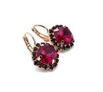Earrings by Mariana Woman Stunning Fuchsia and Red Swarovski Crystals - Image 3