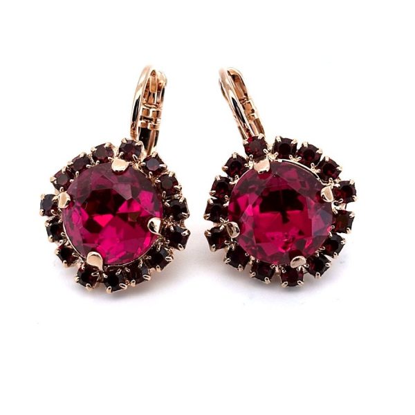 Earrings by Mariana Woman Stunning Fuchsia and Red Swarovski Crystals