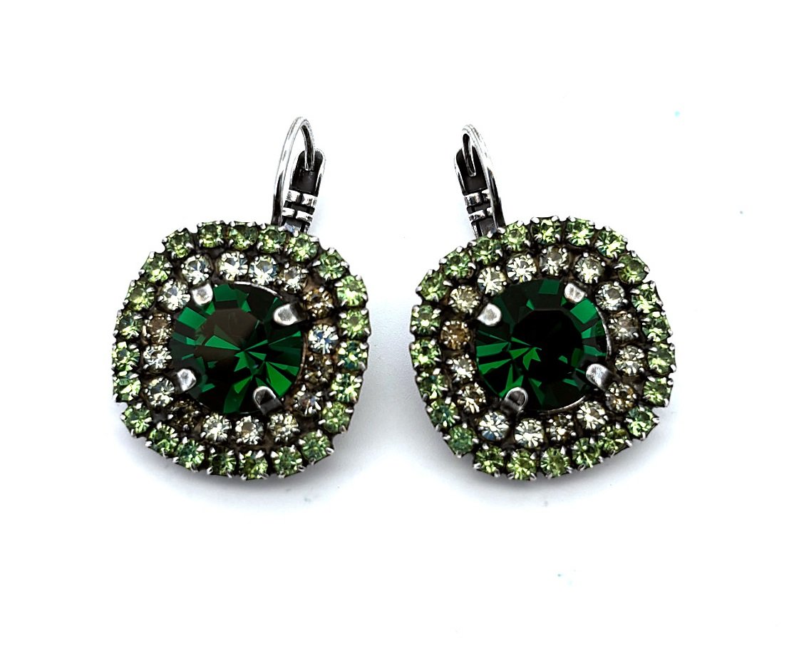 E-1137-11-2143-SP6 (3) Earrings by Mariana Woman Luxurious Green Swarovski Crystals - Image 1