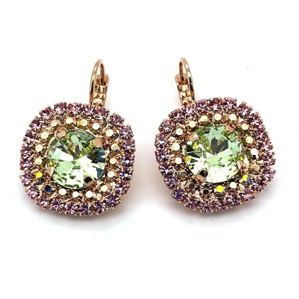 Earrings by Mariana Woman Lovely Chrysolite and Rose Swarovski Crystals