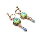 Earrings by Mariana Woman Dangling Peridot and AB Swarovski Crystals - Image 3