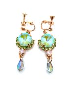 Earrings by Mariana Woman Dangling Peridot and AB Swarovski Crystals