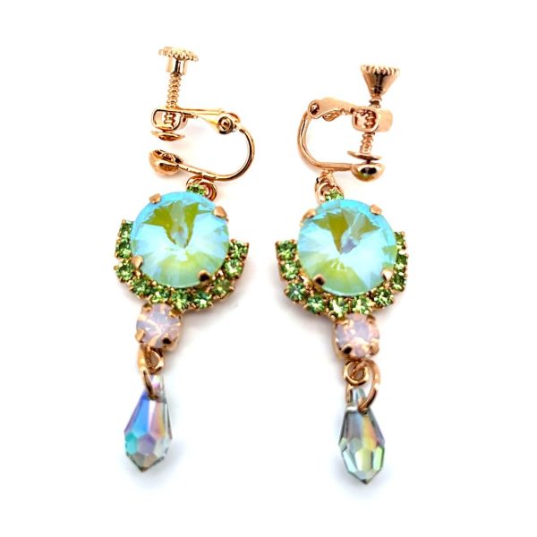 Earrings by Mariana Woman Dangling Peridot and AB Swarovski Crystals